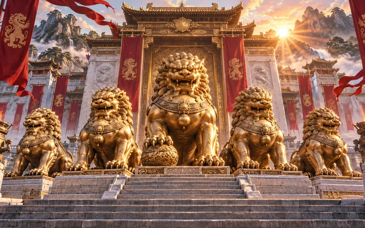 5 Lions Megaways အကြောင်းအရာကို ဖော်ပြသည့် editorial concept art