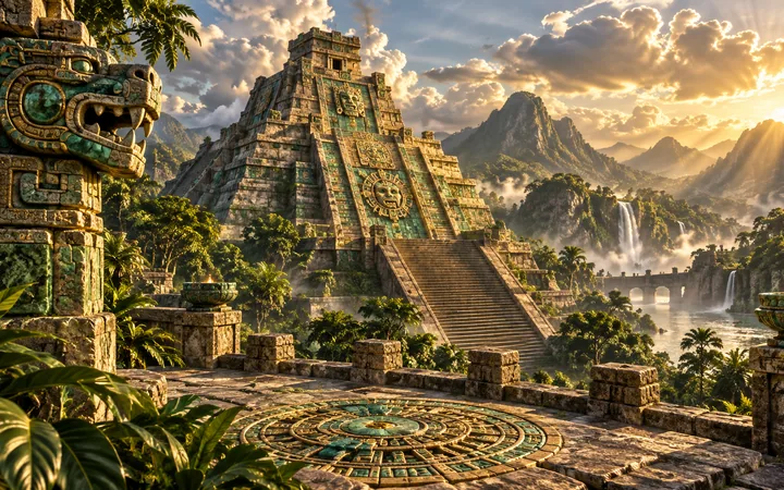 Golden Aztec Megaways အကြောင်းအရာကို ဖော်ပြသည့် editorial concept art