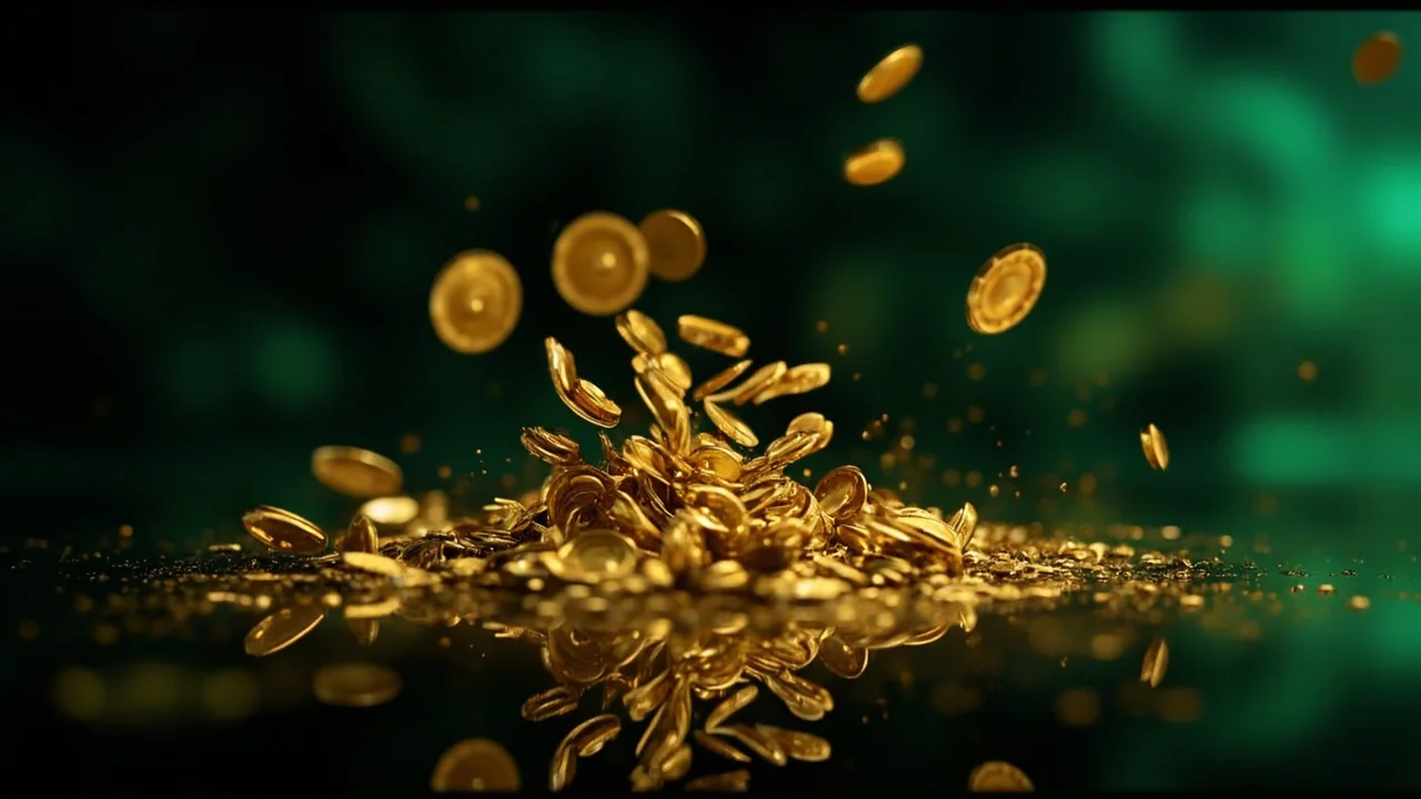 Gold casino chips and coins