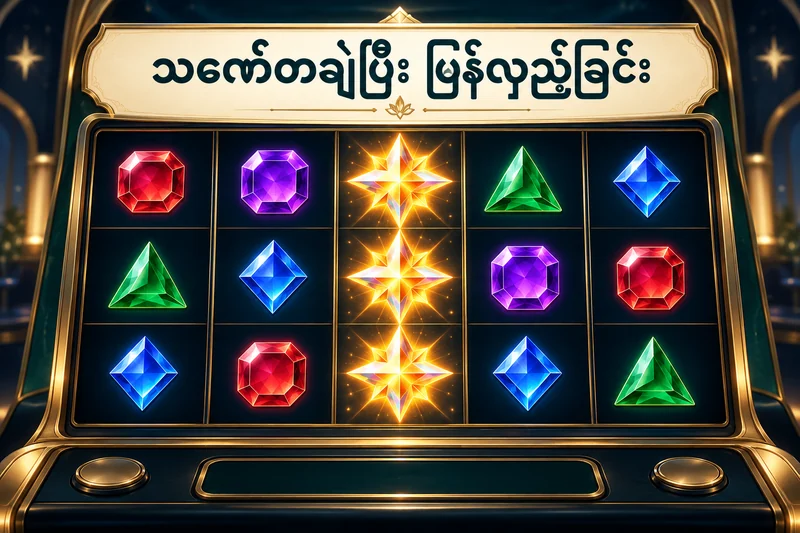 သင်္ကေတချဲ့ထားသည့် အလယ်ရီးလ်ပါ ၅×၃ စလော့ကို သရုပ်ဖော်ထားပုံ