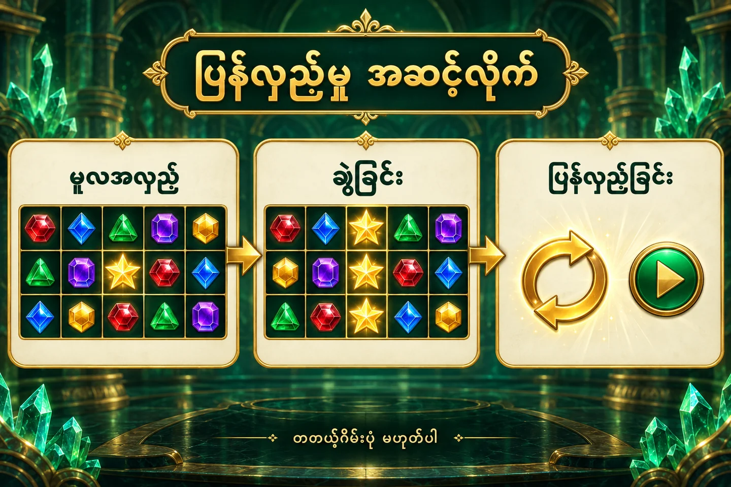 မူလသင်္ကေတ၊ ရီးလ်တစ်ခုလုံးချဲ့ခြင်းနှင့် ပြန်လှည့်ခြင်းကို အဆင့်ခွဲထားပုံ